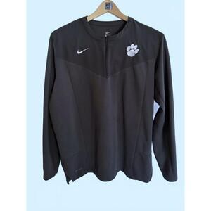 Nike Men's Clemson Black Long Sleeve Half-Zip Jacket with Paw Print Logo